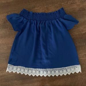 Blue off the Shoulder Blouse (Size S)